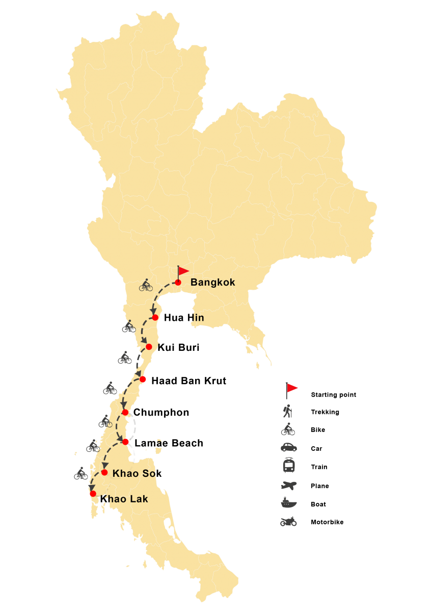 Bangkok to Khao Lak Road Bike 13 Days 12 Nights
