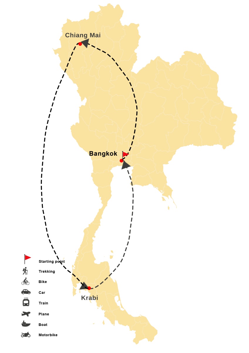 Voyage suggéré en 15 jours en Thailande